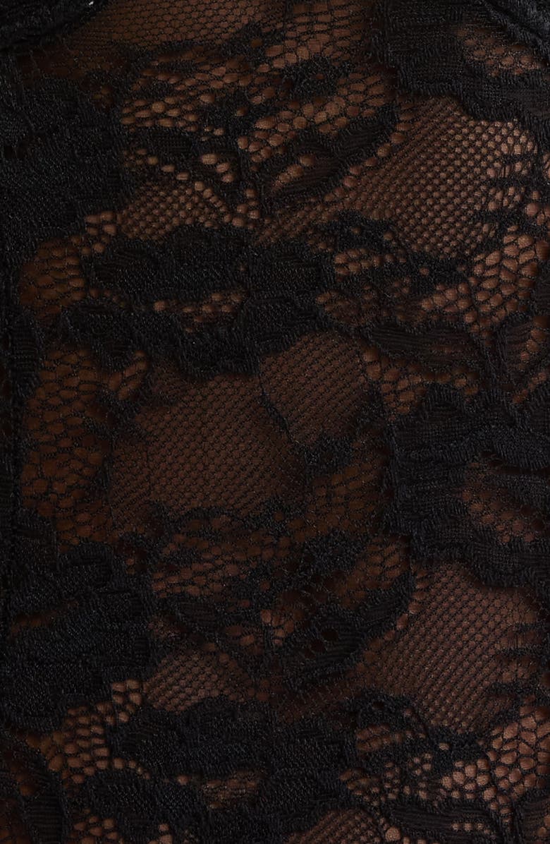 Coquette Lace Underwire Teddy with Removable Neck Piece, Alternate, color, Black