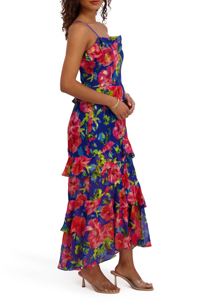 Siena Printed Chiffon Maxi Dress, Alternate, color, Sapphire Multi