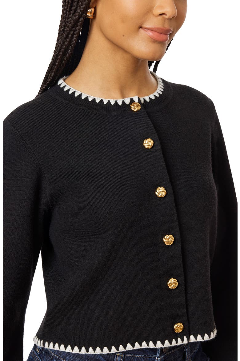 Crochet Trim Cardigan, Alternate, color, BLACK NIGHT / ANTIQUE WHITE