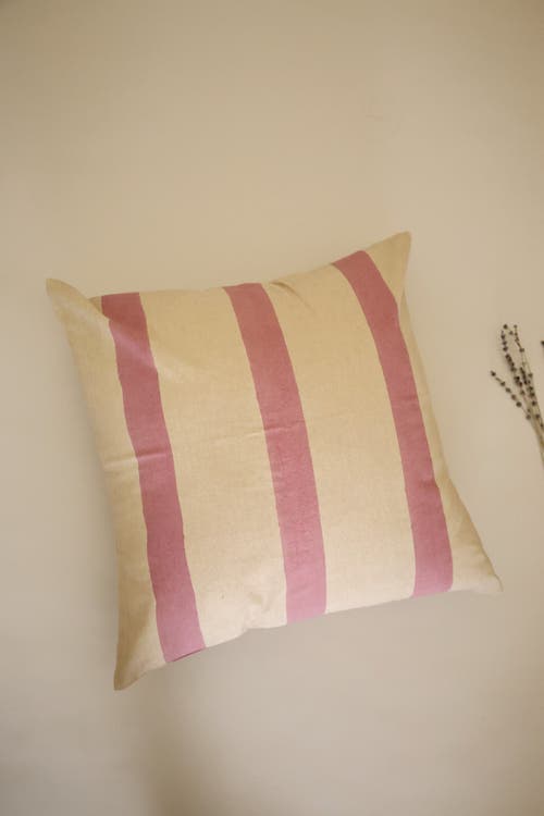 Ninéh Oh! Stripes Block Print Pillow In Pink