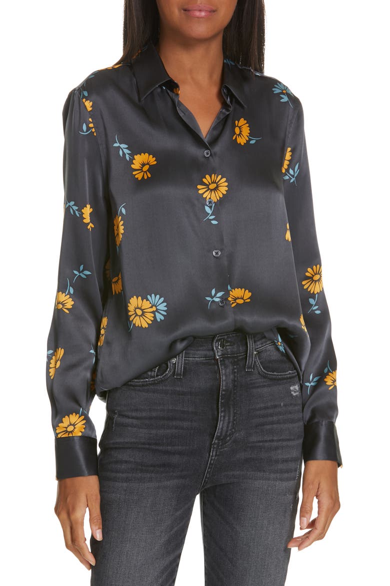 Essential Silk Blouse, Main, color, SMOKEY BLUE MULTI