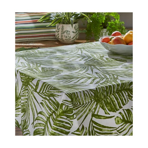 Tag Palm Garden Cotton Table Runner 72" X 18" In Green