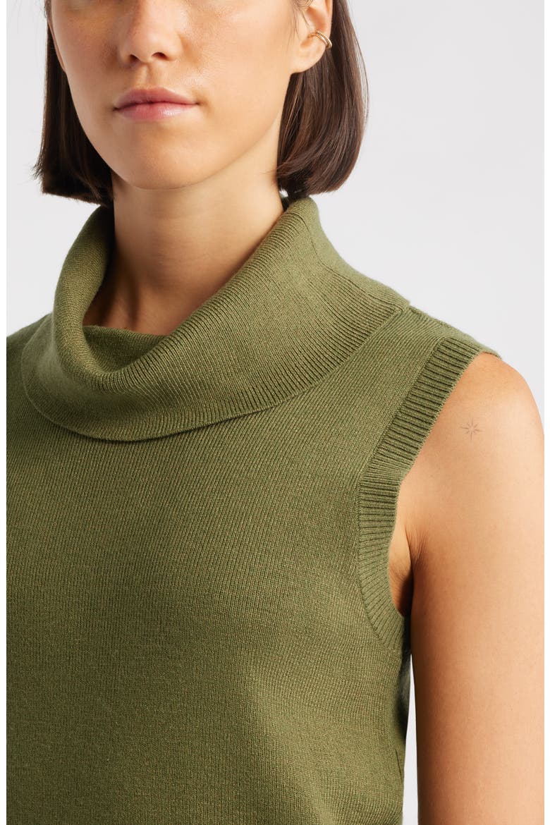 Turtleneck Sleeveless Sweater, Alternate, color, OLIVE