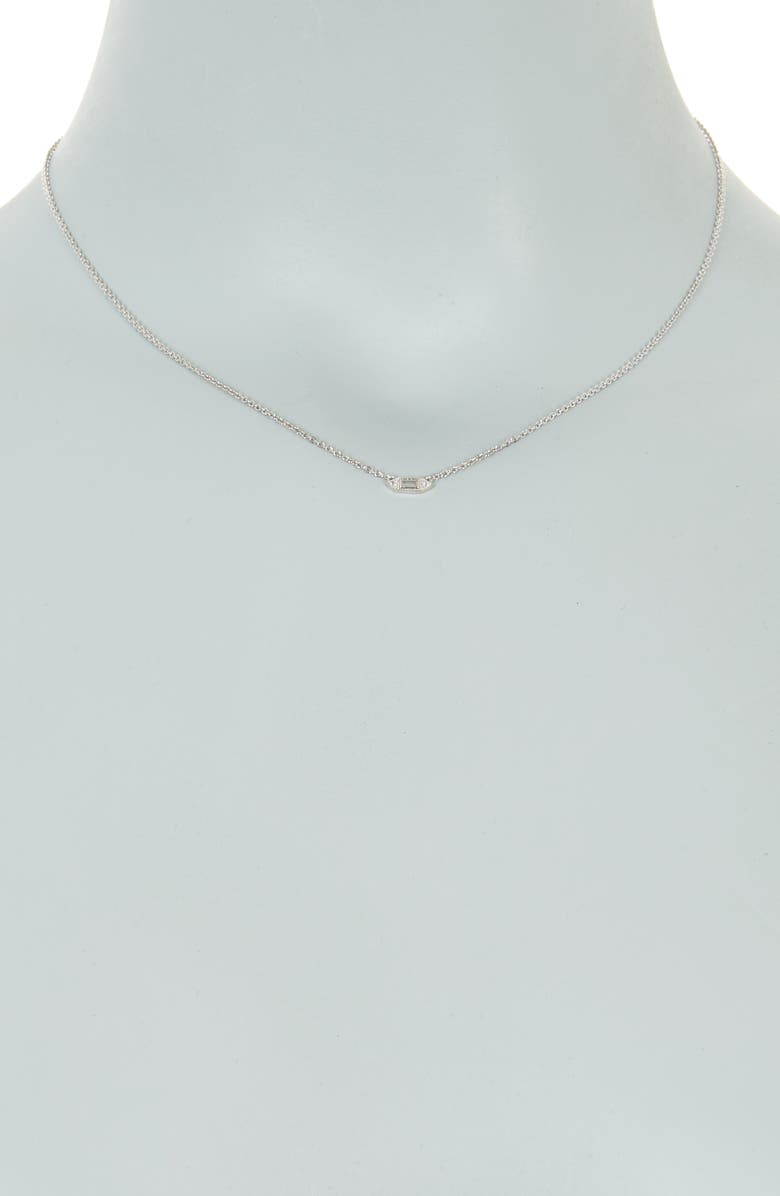 Sterling Forever Elongated Diamond CZ Pendant Necklace, Alternate, color, Silver