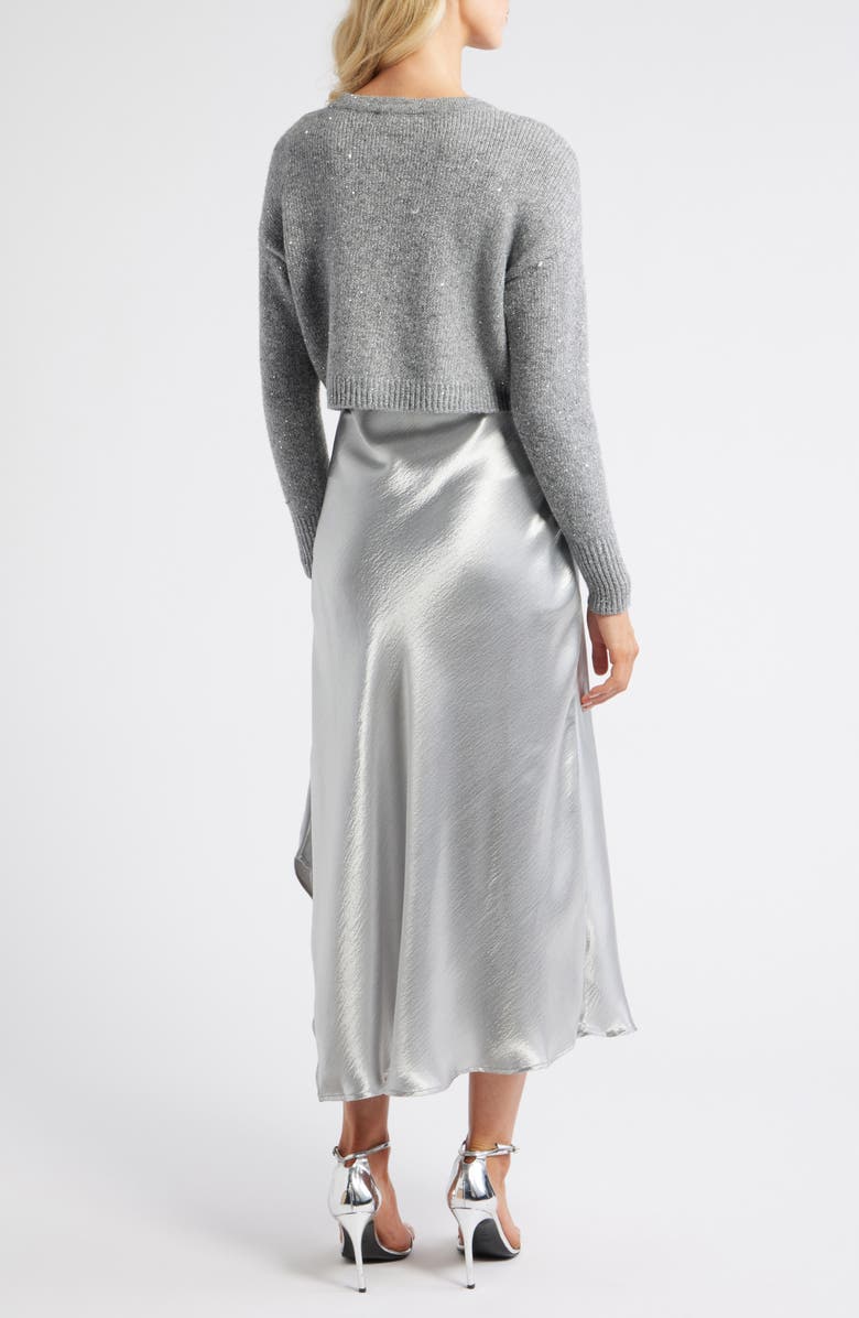 Vince Camuto Metallic Slipdress & Sweater, Alternate, color, Silver