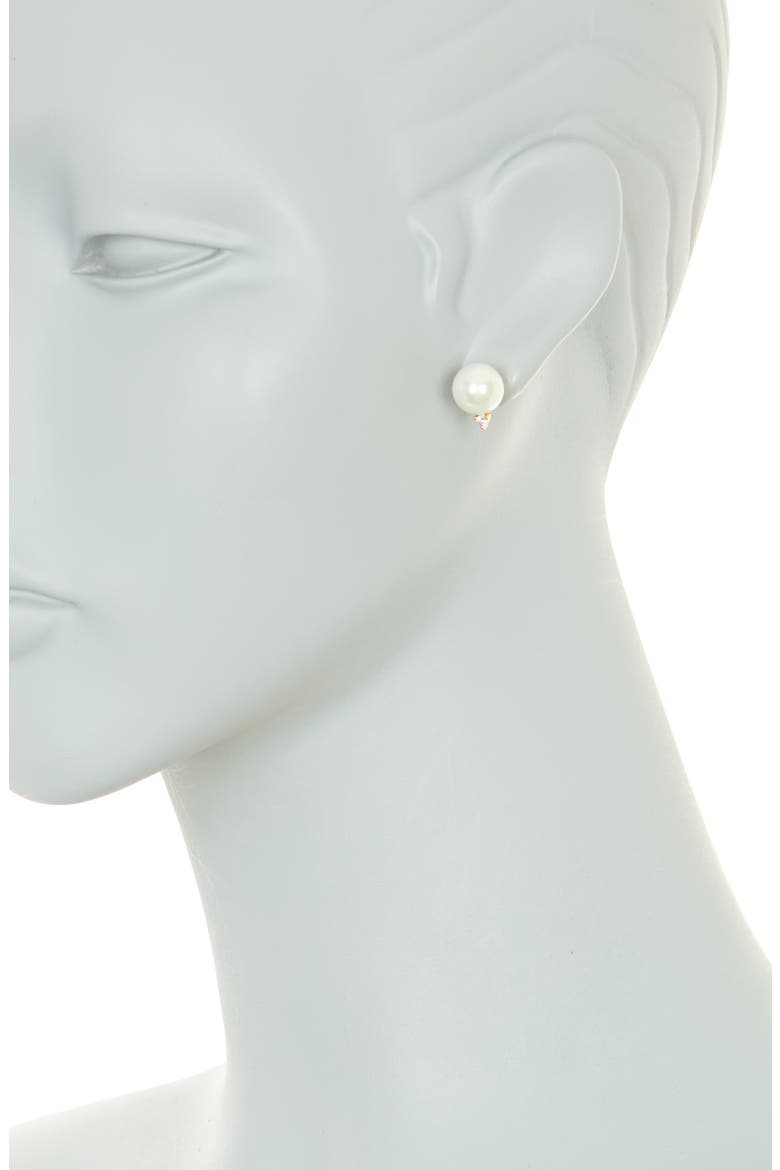 Imitation Pearl & Cubic Zirconia Stud Earrings, Alternate, color, WHITE