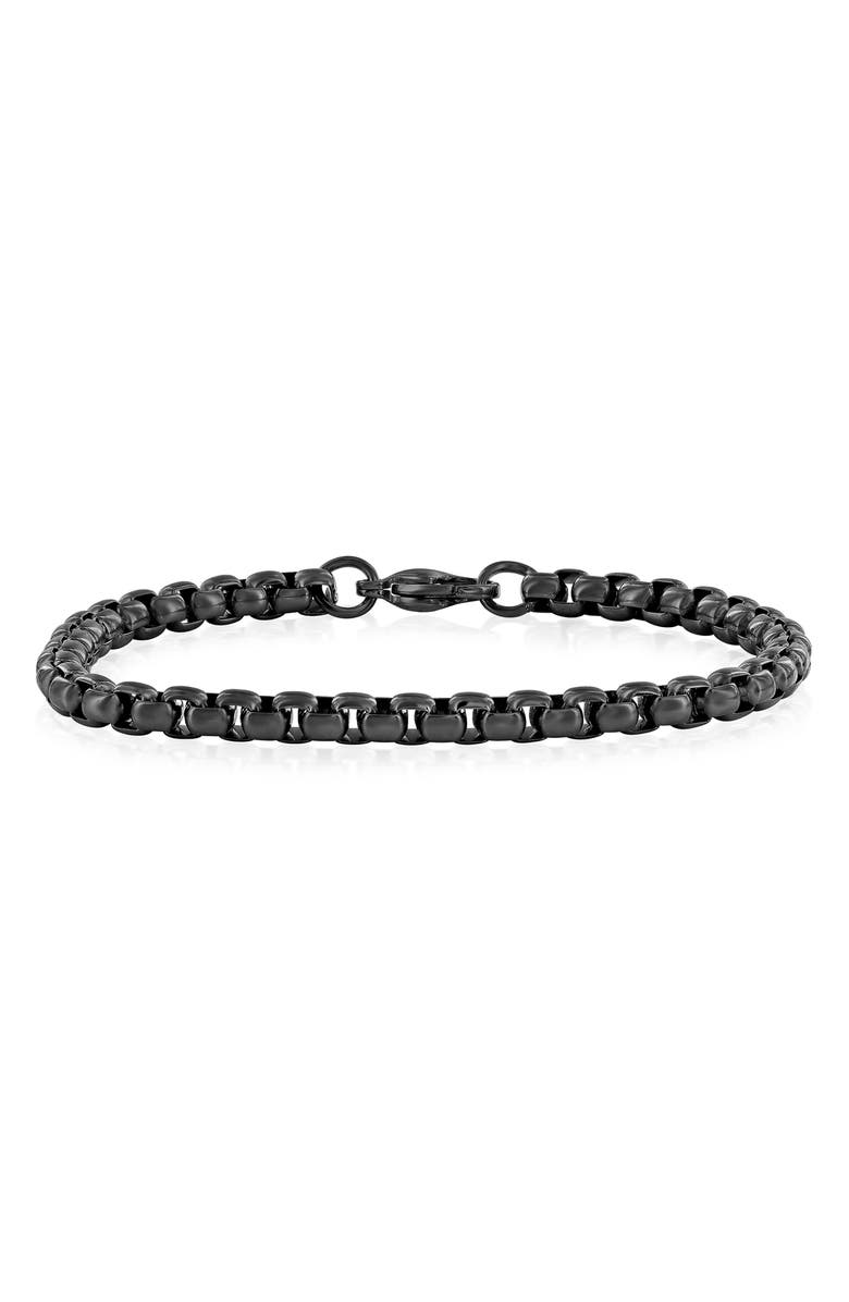 BLACKJACK Men's Box Chain Bracelet, Main, color, Black
