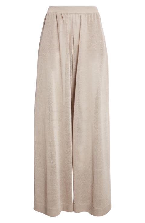 Fluid Linen & Silk Wide Leg Pants