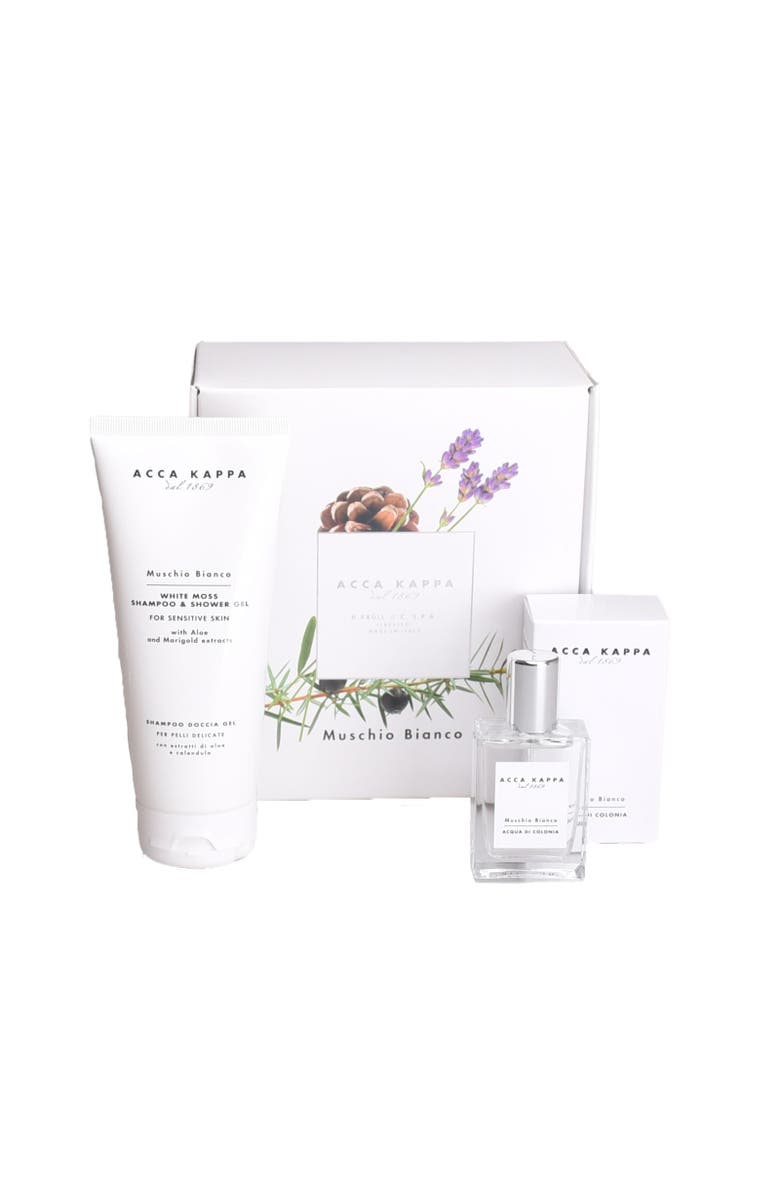 ACCA KAPPA White Moss Eau De Cologne, Shampoo & Shower Gel Gift Set, Main, color, White