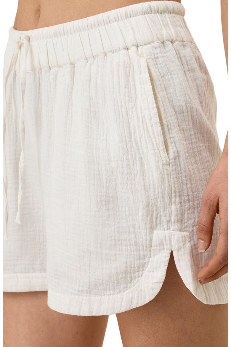 Organic Cotton Coastal Double Gauze Curved Hem Short, Alternate, color, Sea Salt