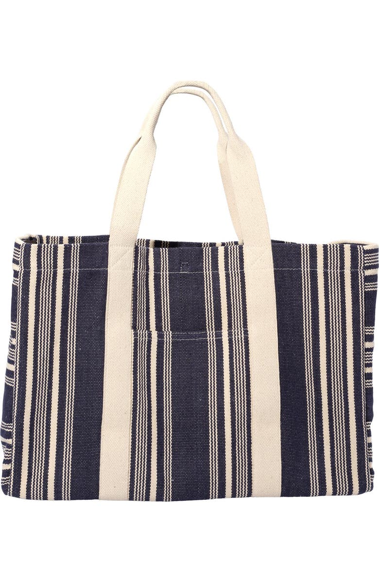 Faherty dune stripe beach tote, Main, color, Peacoat