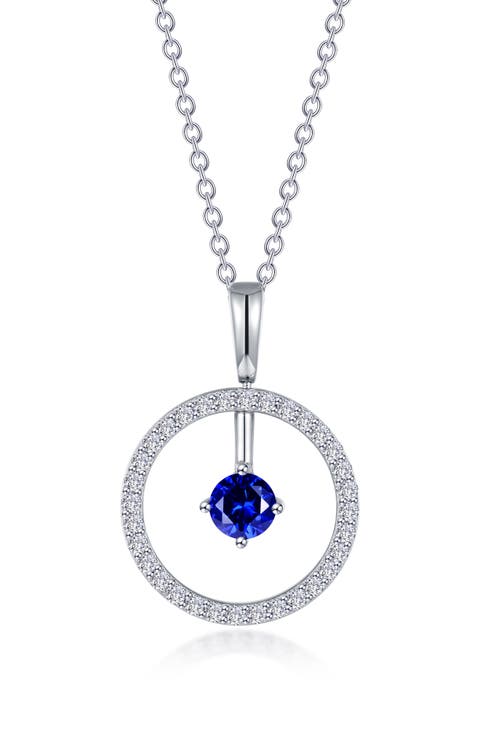 Simulated Diamond Lab-Created Birthstone Reversible Pendant Necklace