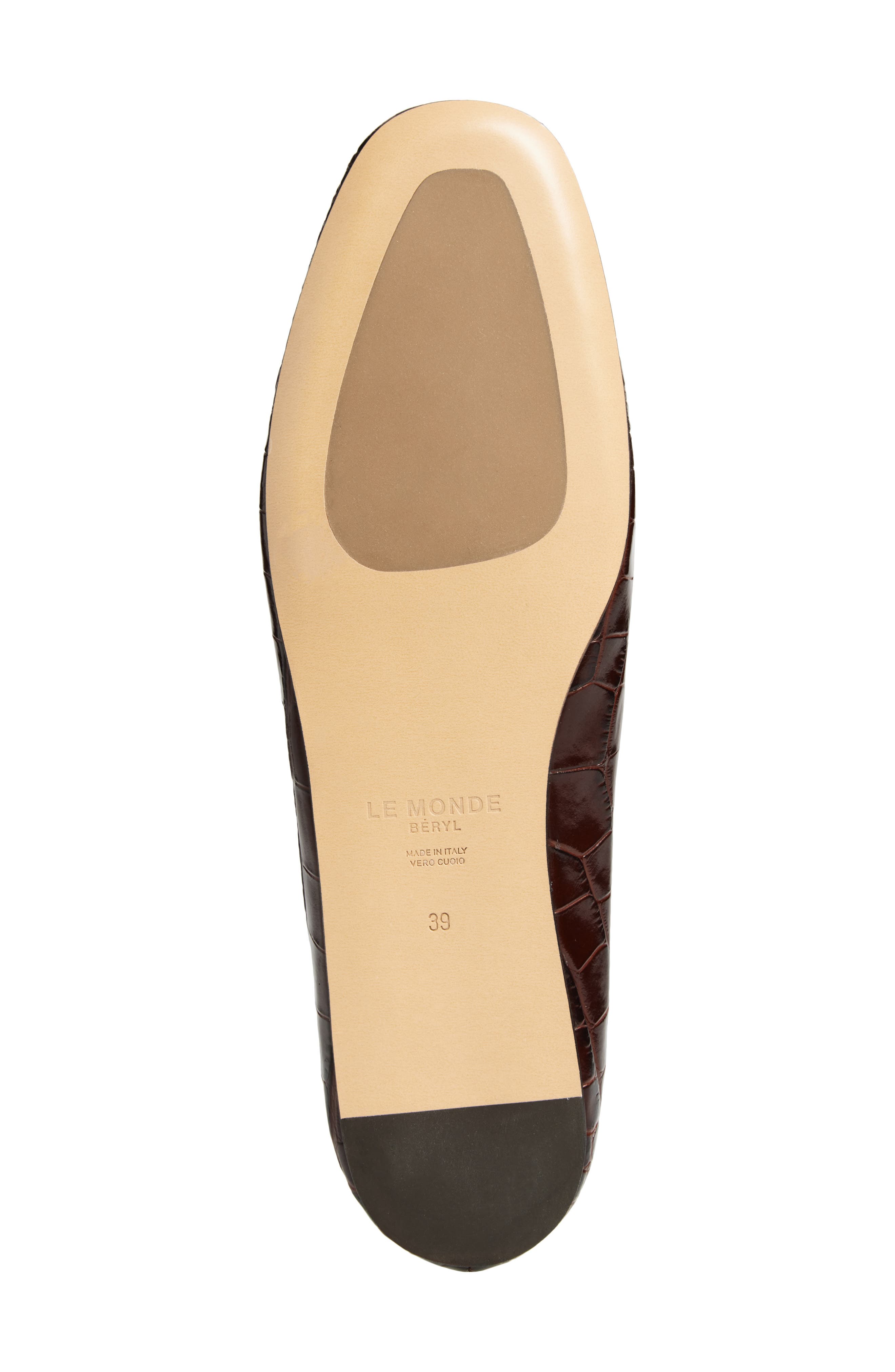 Le Monde Beryl Regency Croc Embossed Flat, Alternate, color, Coco Brown