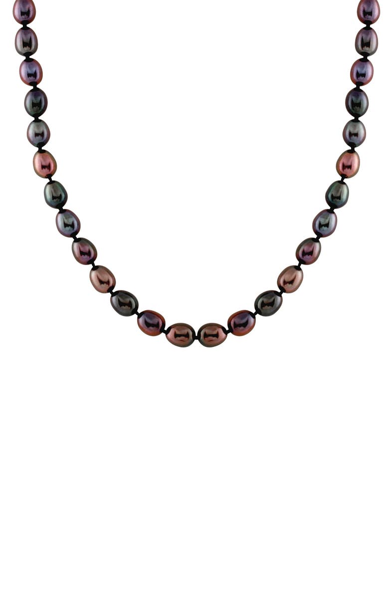 SPLENDID PEARLS 6.5-7mm Black Cultured Freshwater Pearl Necklace, Main, color, 