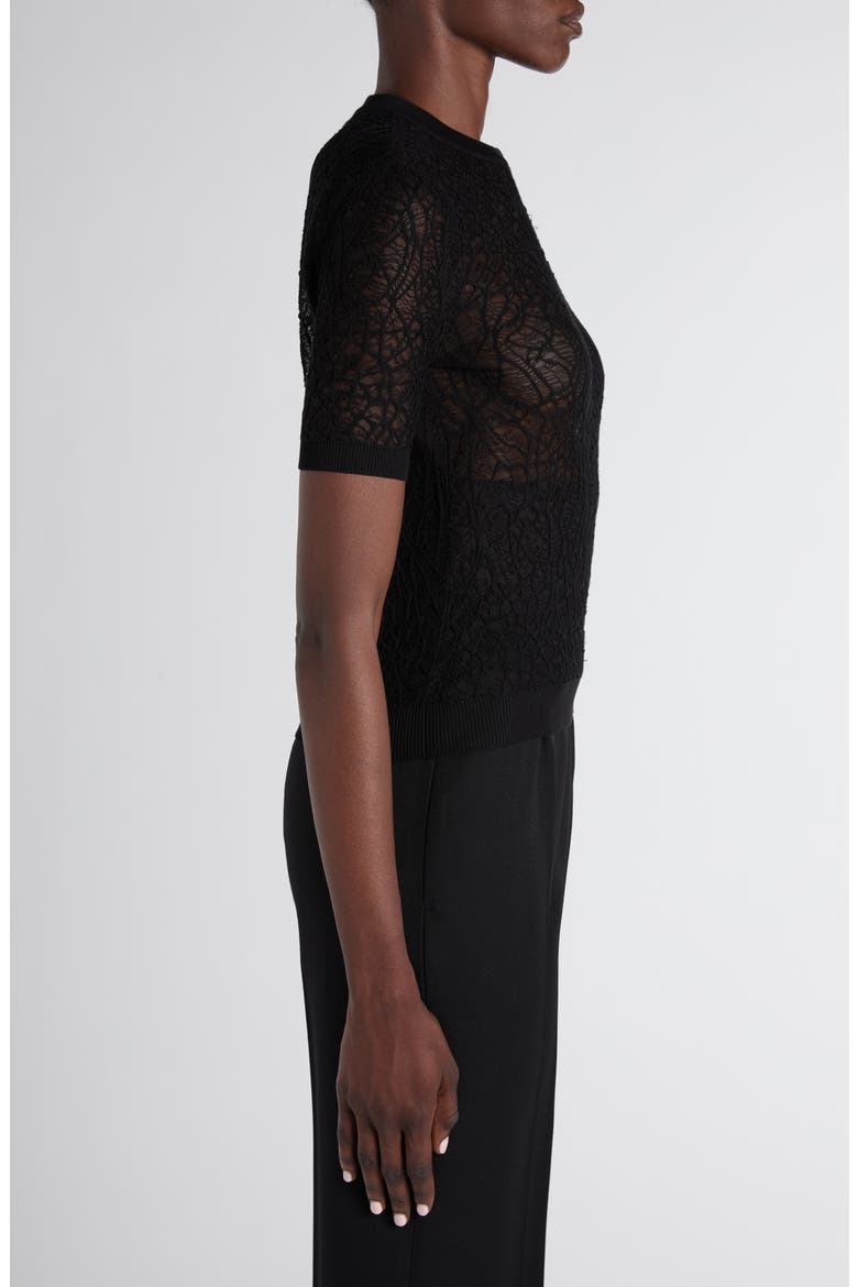 Spider Lace Cotton & Silk Jacquard Sweater, Alternate, color, BLACK
