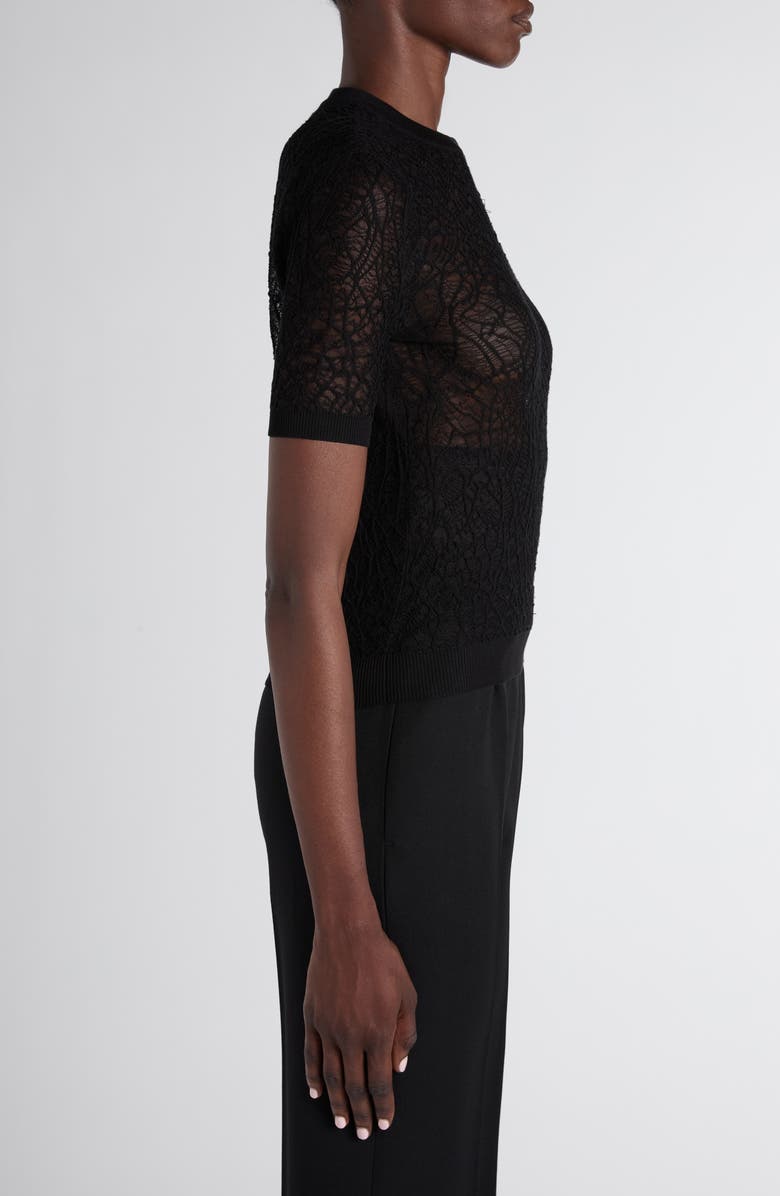 McQueen Spider Lace Cotton & Silk Jacquard Sweater, Alternate, color, Black
