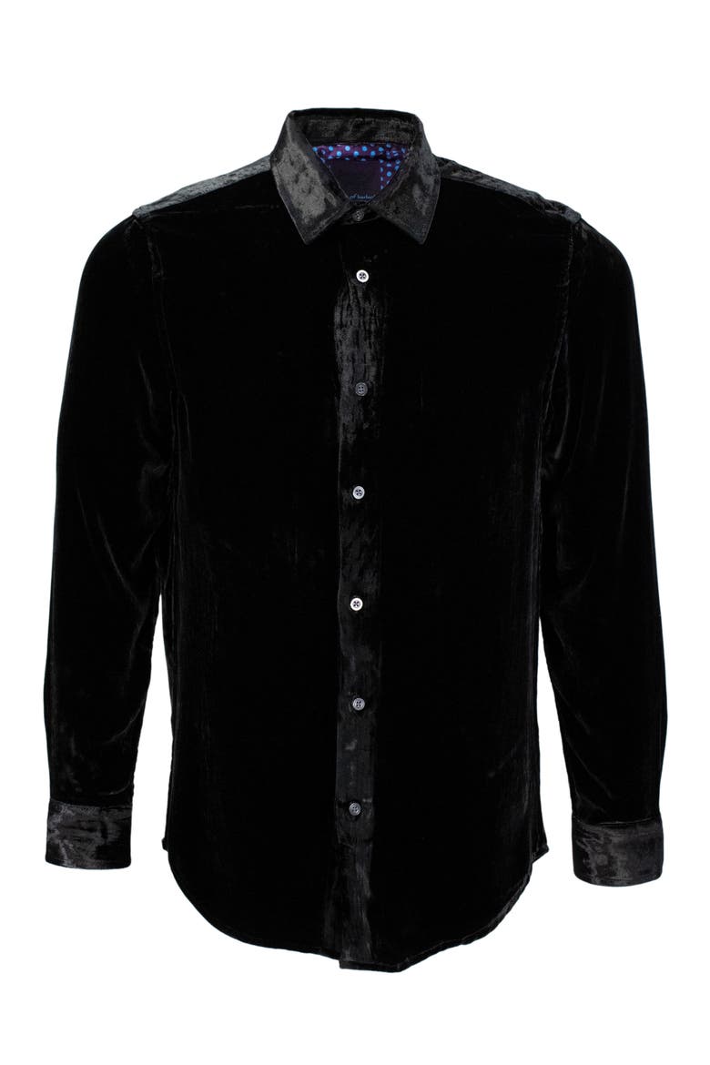 Ned Button-Up Velvet Shirt, Main, color, Black