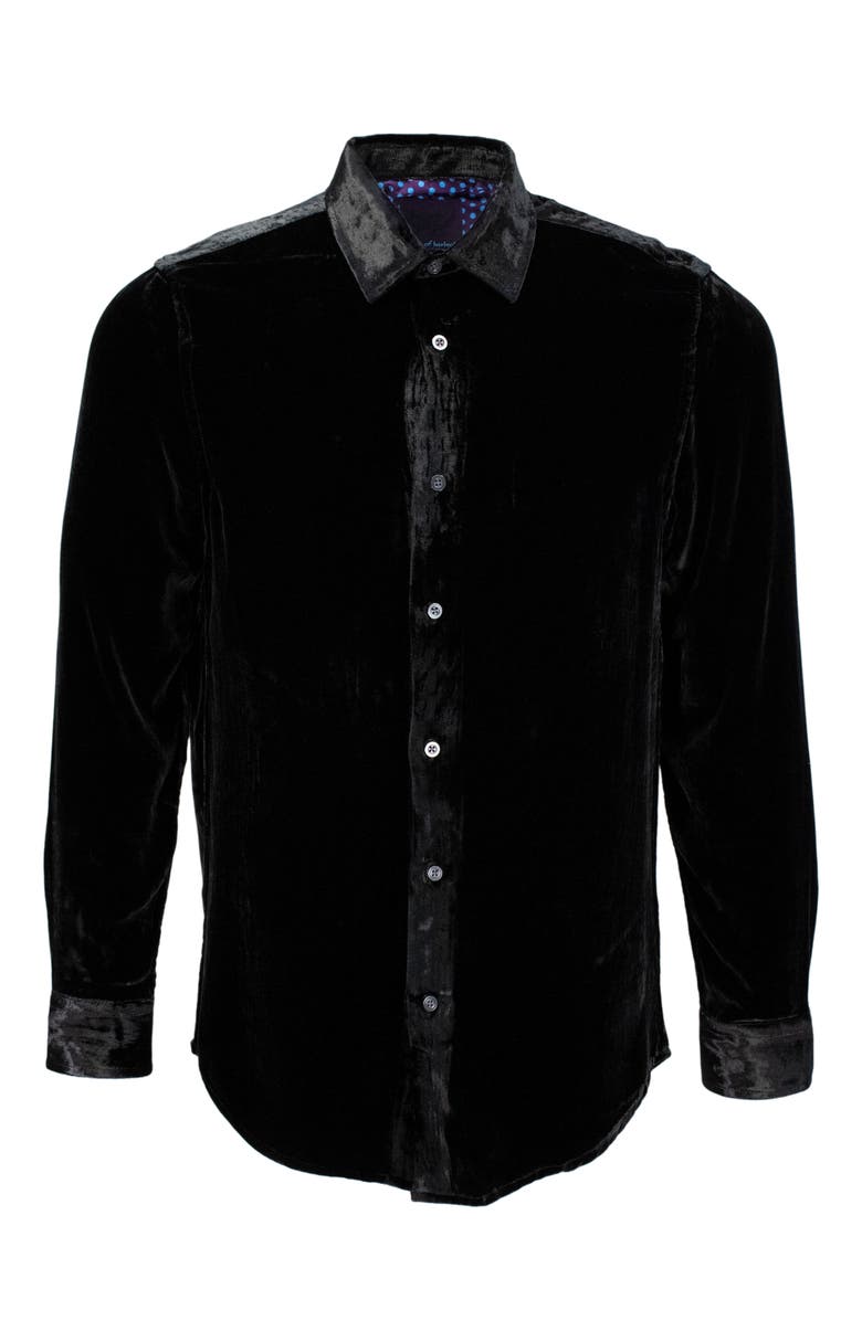 Lords of Harlech Ned Button-Up Velvet Shirt, Main, color, Black