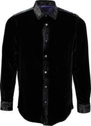 Lords of Harlech Ned Button-Up Velvet Shirt
