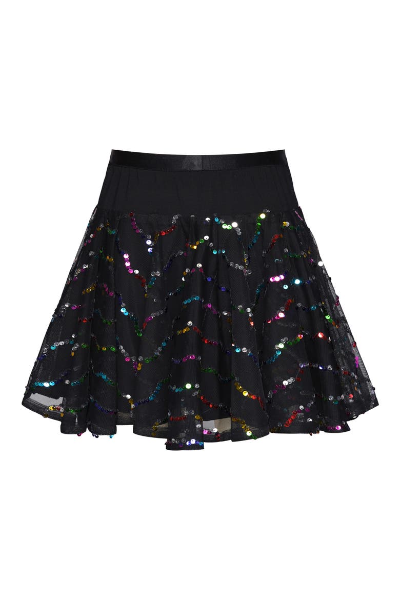 Kids' Sequin Mesh Circle Skirt, Alternate, color, BLACK