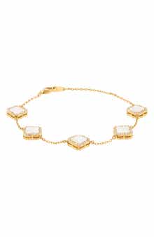 FZN Crystal & Mother-of-Pearl Clover Chain Bracelet