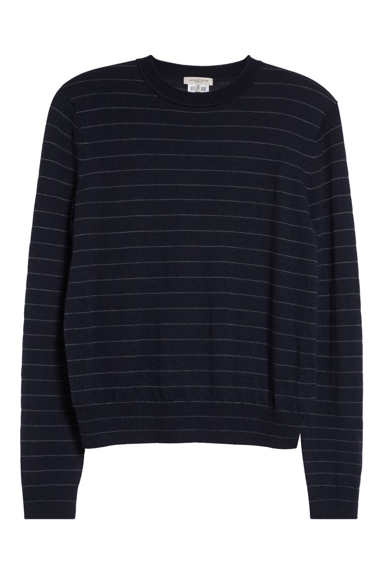 Striped Cashmere Crewneck Sweater, Alternate, color, INK MULTI