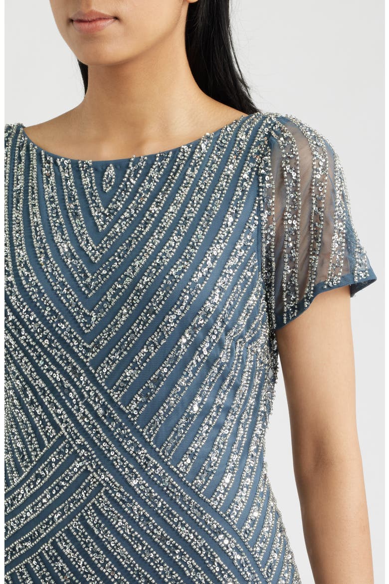 Beaded Jewel Neck Gown, Alternate, color, GREY 020