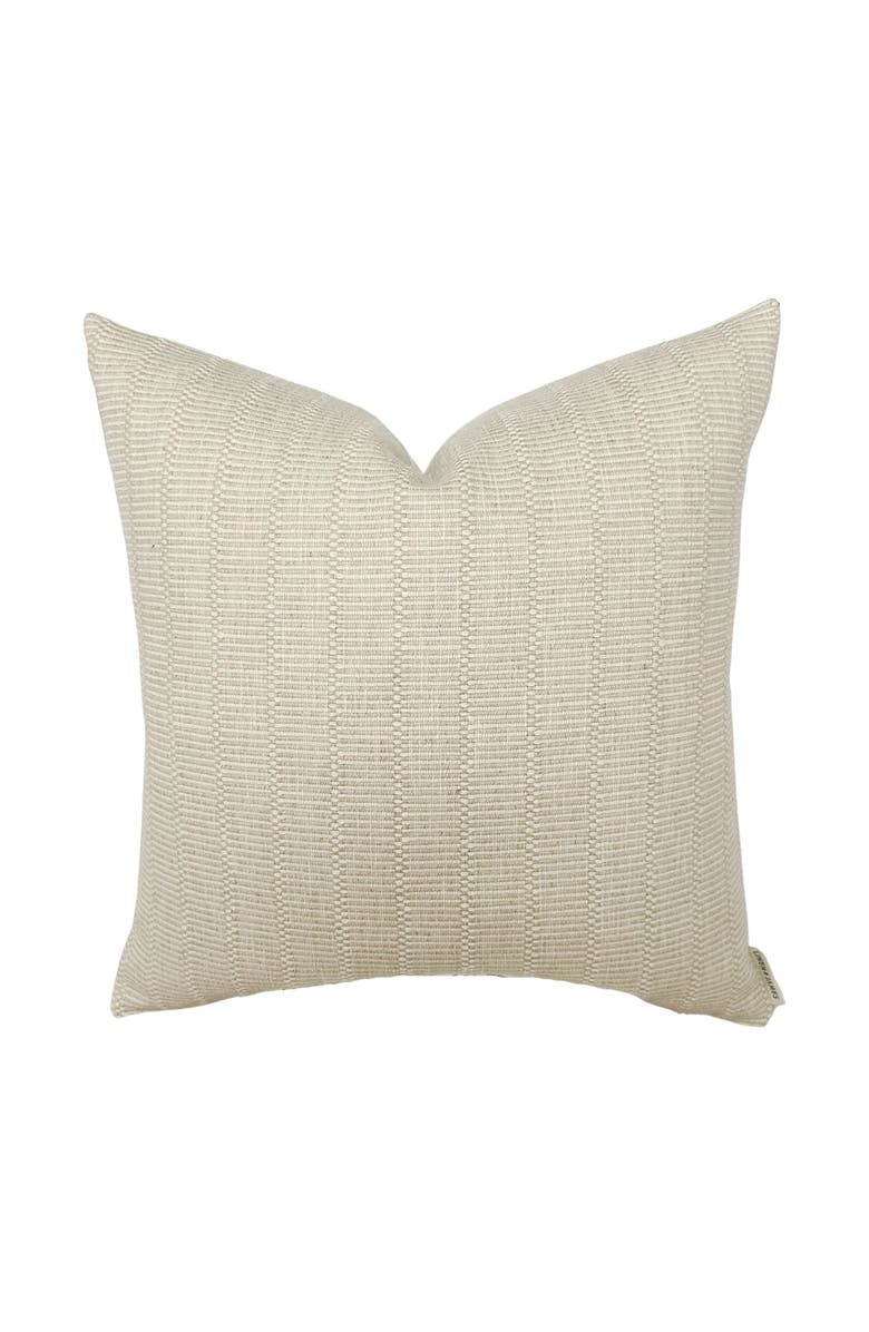 Linen & James Hadley Woven Cream & Sand Stripe Pillow Cover, Main, color, 