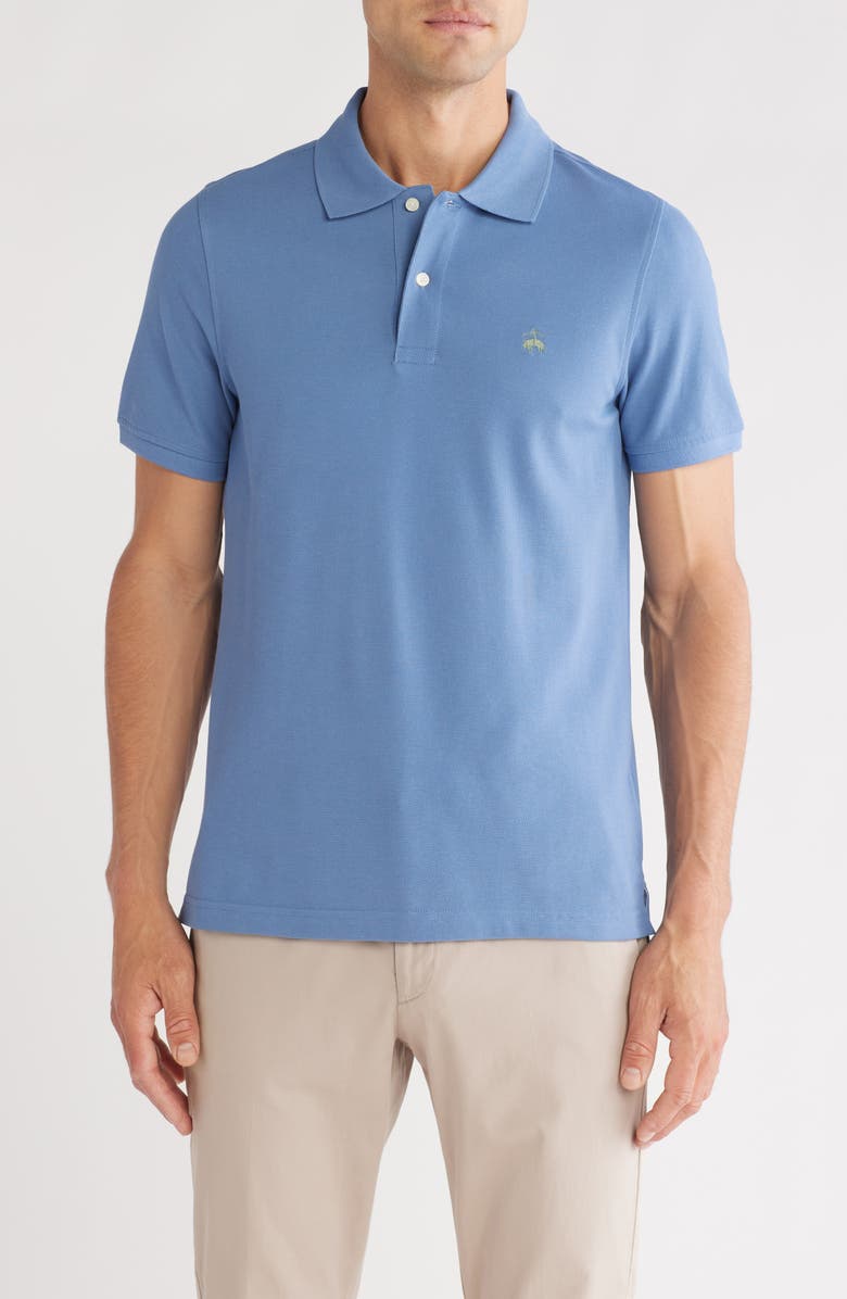 Brooks Brothers Cotton Piqué Knit Polo, Main, color, Blue