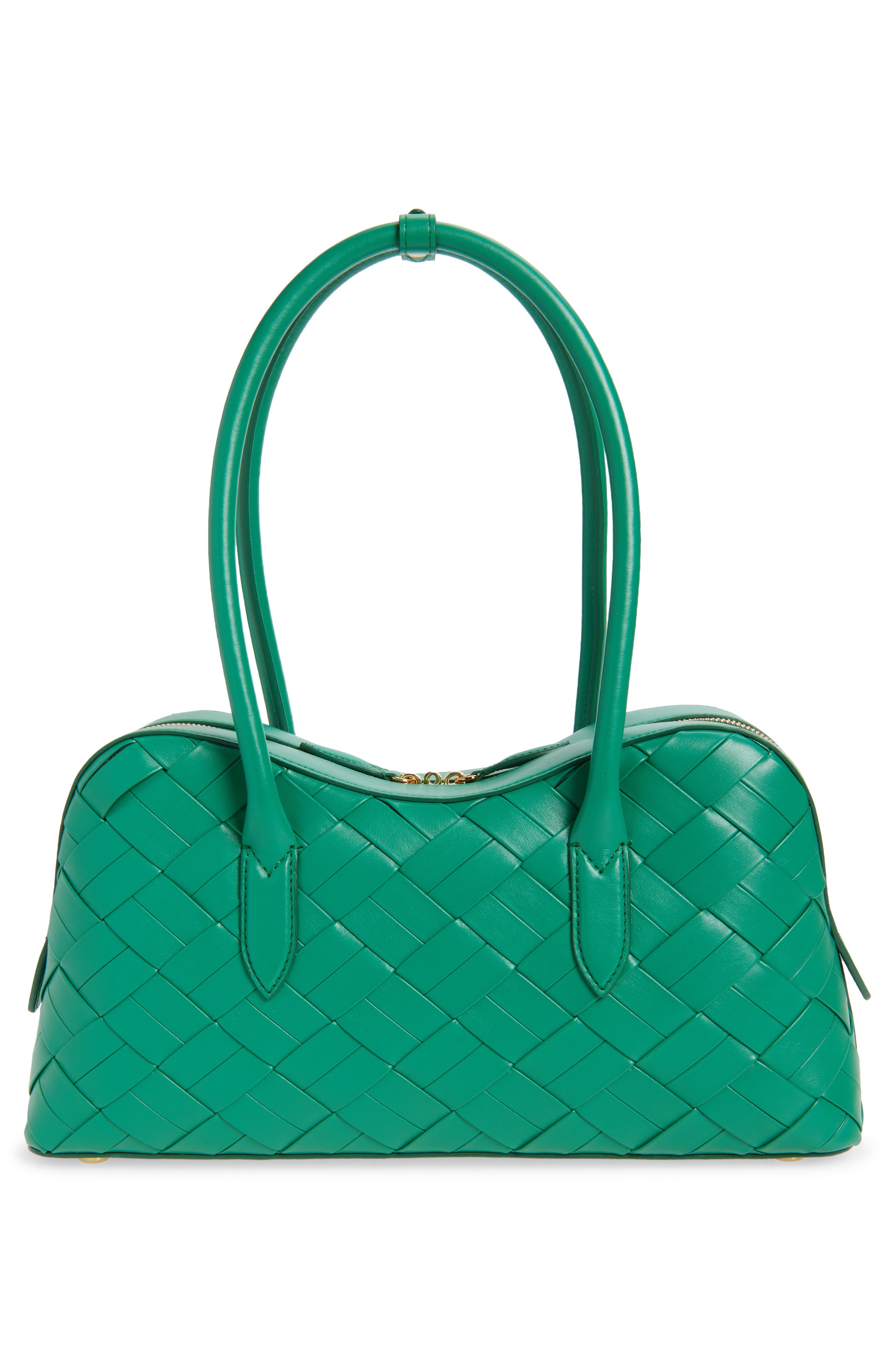Stella McCartney Ryder Woven Faux Leather Shoulder Bag, Alternate, color, Bright Green