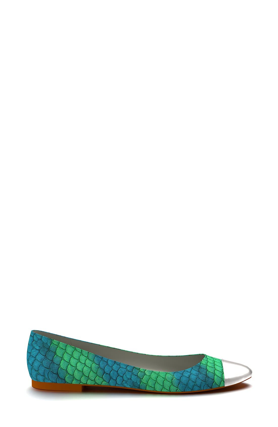 Cap Toe Fish Scale Ballet Flat, Alternate, color, BLUE/ LIGHT GREEN FISH