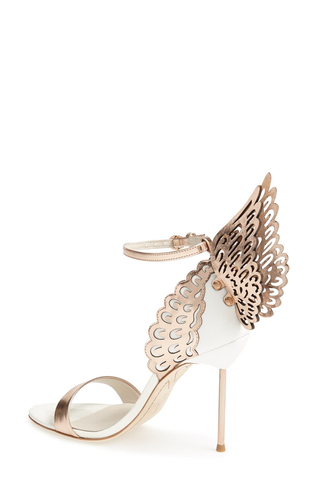 'Evangeline' Sandal, Alternate, color, WHITE/ ROSE GOLD