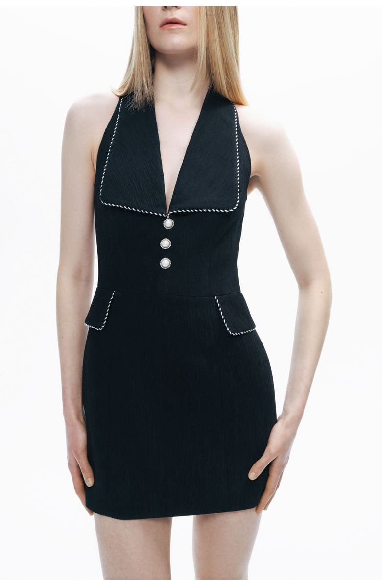 Nocturne Pearl Accessory Buttoned Mini Dress, Alternate, color, 