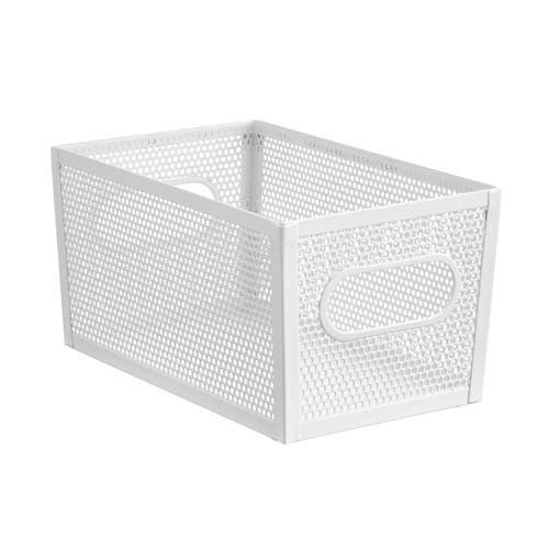 Mdesign Perforated Metal Storage Bin With Handles In White