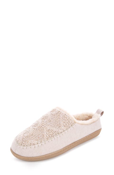 Tori Cable Knit Faux Shearling Slipper (Women)