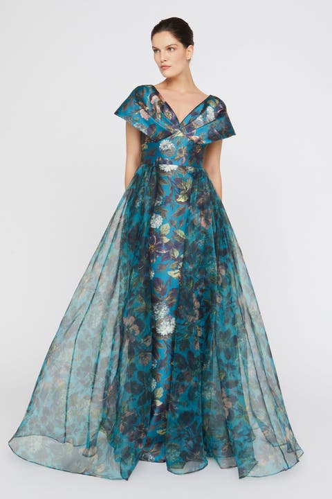 Azaria Draped V Neck Gown