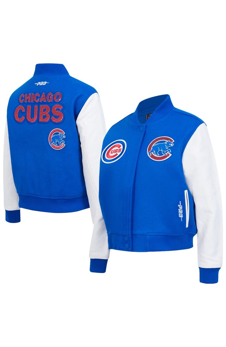PRO STANDARD Women's Pro Standard Royal Chicago Cubs Game Day Classics Wool Full-Zip Varsity Jacket, Main, color, Royal
