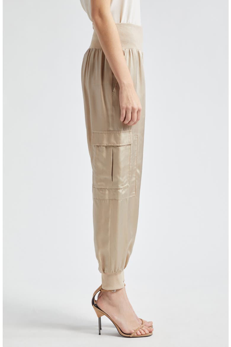 Giles Cupro Crop Cargo Joggers, Alternate, color, KHAKI