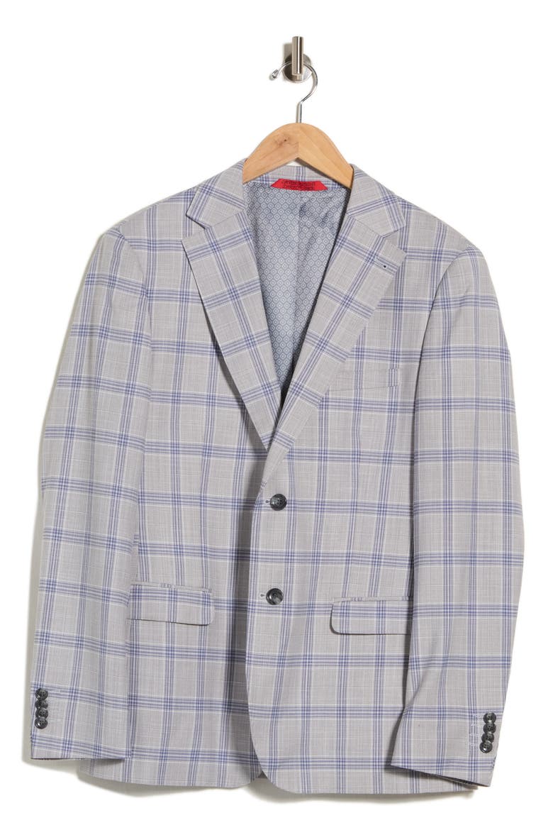 Trim Fit Plaid Sport Coat, Main, color, GREY