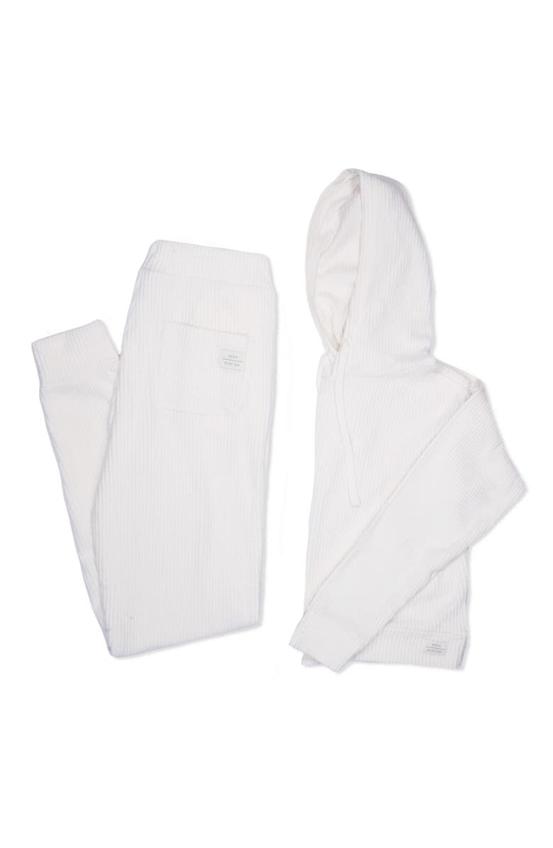 Everyday California Malibu Ribbed Hoodie, Alternate, color, Off White