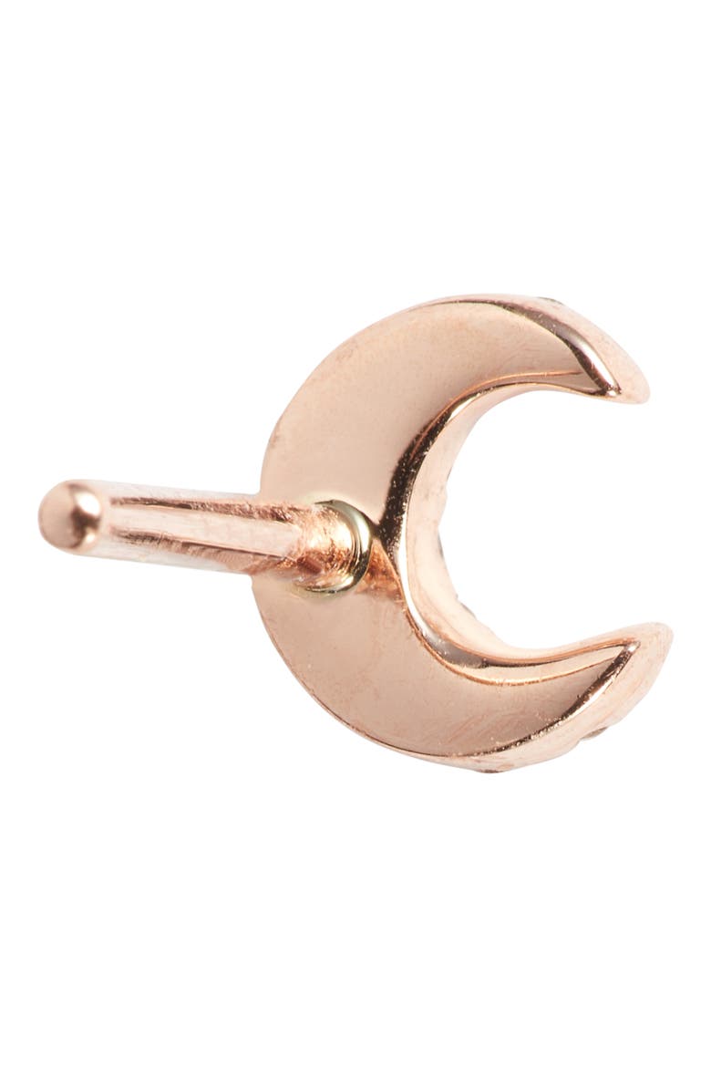 Small Diamond Moon Stud Earring, Alternate, color, ROSE GOLD