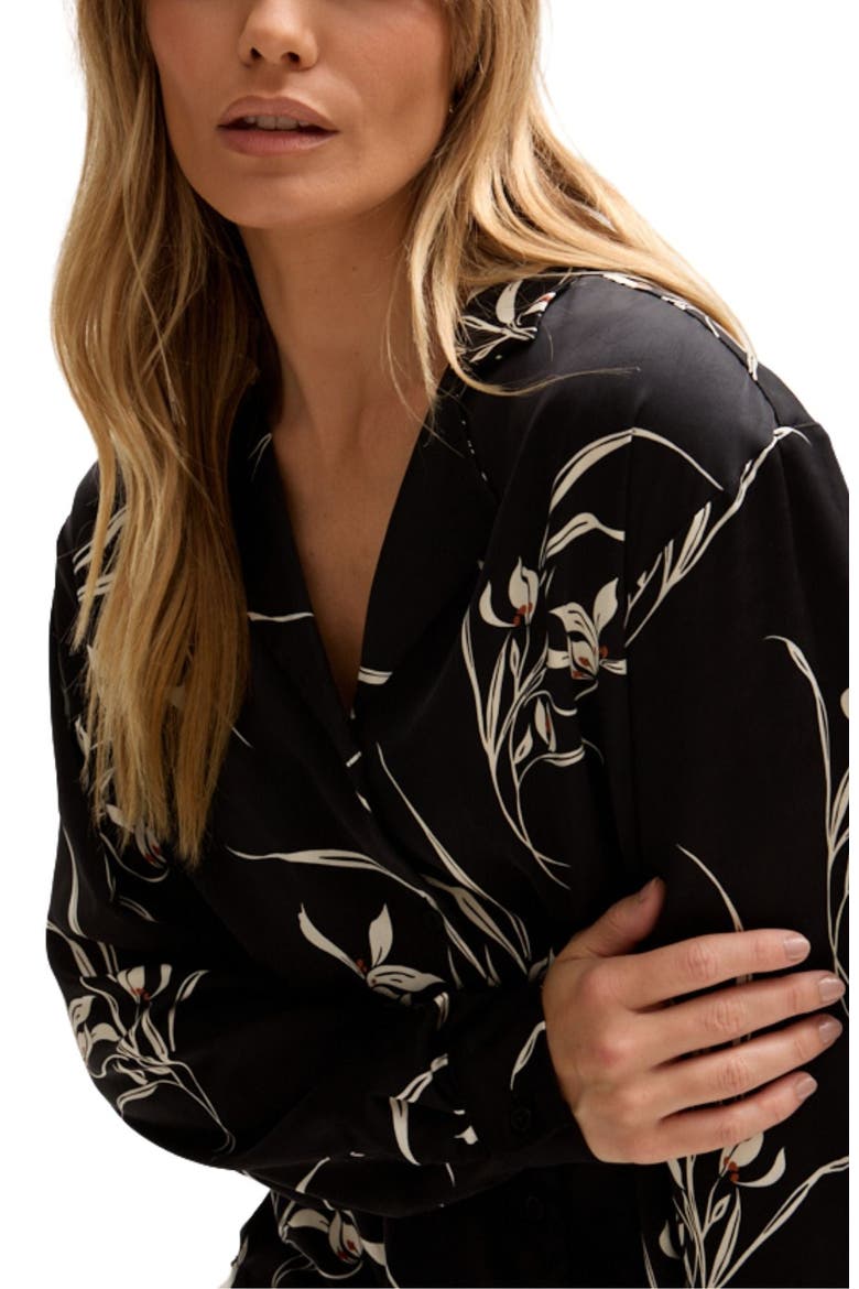Lillibet Large Floral Print Shirt, Alternate, color, Black