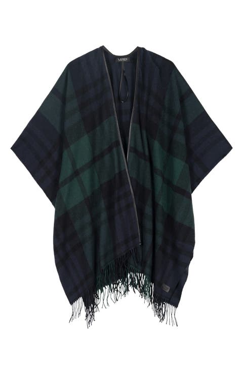 Plaid Ruana with Fringe