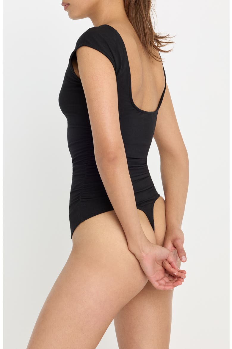 Super Stretch Open Back Bodysuit, Alternate, color, BLACK001