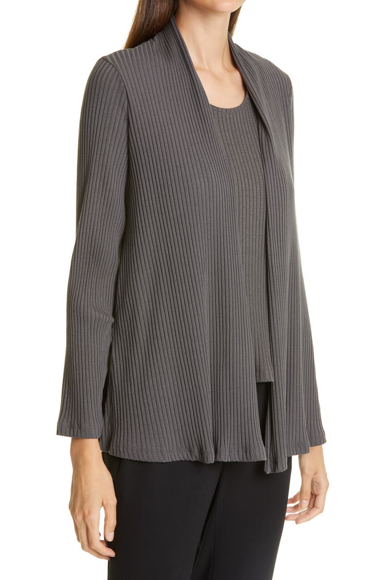 Eileen Fisher Rib Knit Cardigan, Alternate, color,