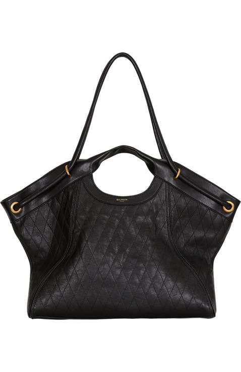 Large Tote in topstitched leather