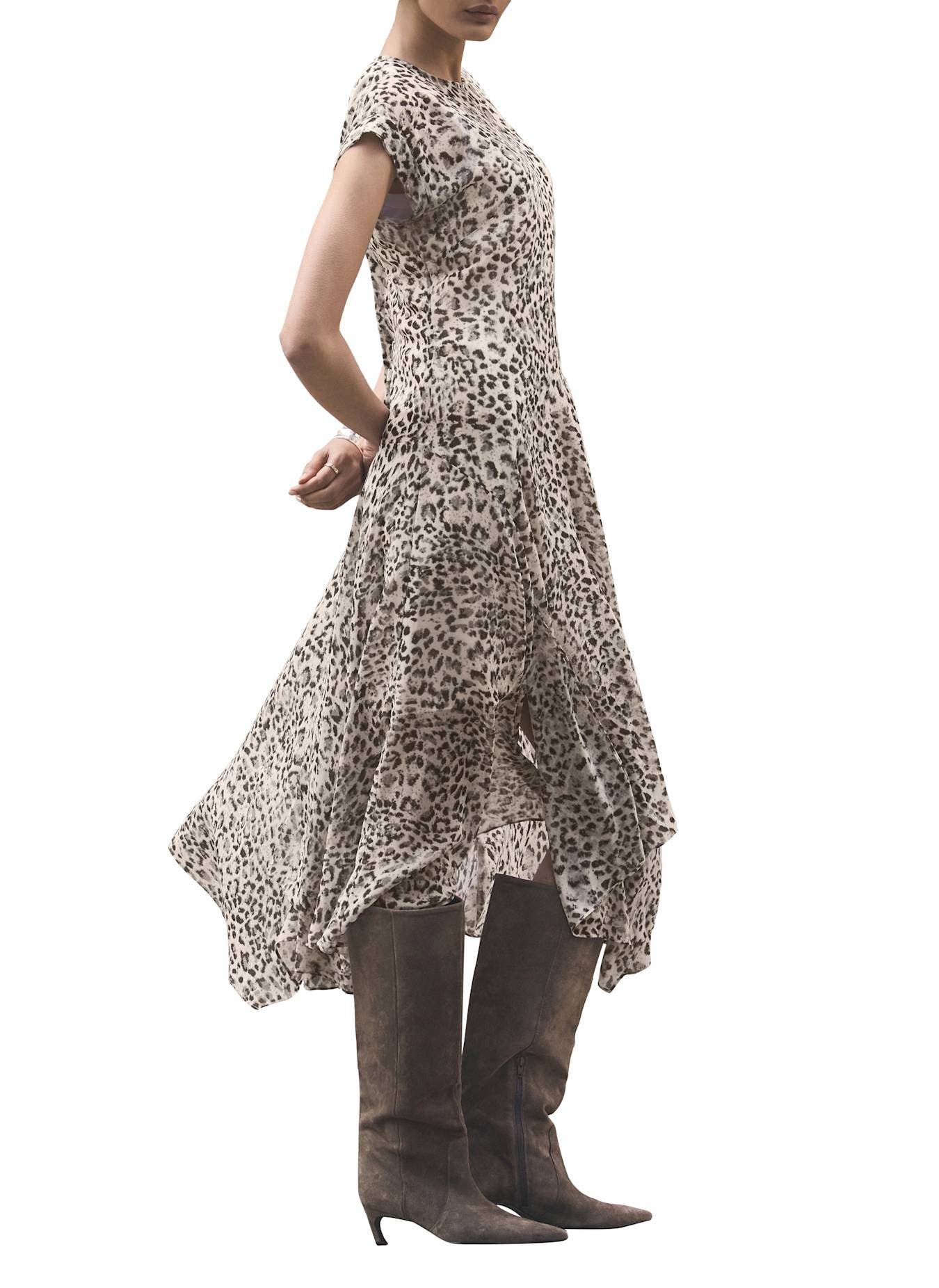 Leopard Print Cap Sleeve Midi Dress - image 2