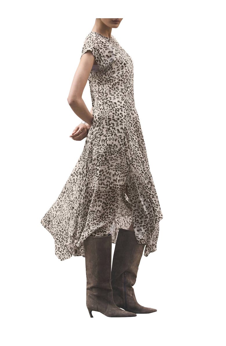 MINT VELVET Leopard Print Cap Sleeve Midi Dress, Alternate, color, Camel