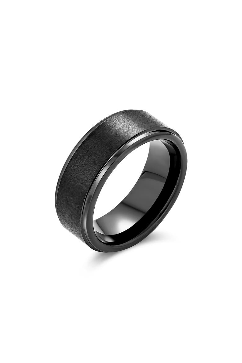 Men's Black Matte Titanium Band Ring, Main, color, BLACK