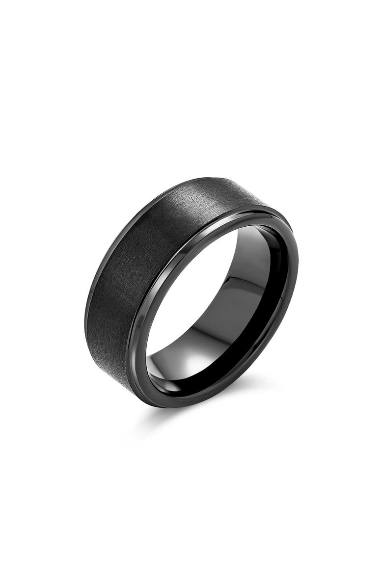 BLING JEWELRY Men's Black Matte Titanium Band Ring, Main, color, Black